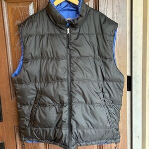 Foot Locker Reversible Feather Down Puffer Vest Mens XXL Black Blue with Pockets